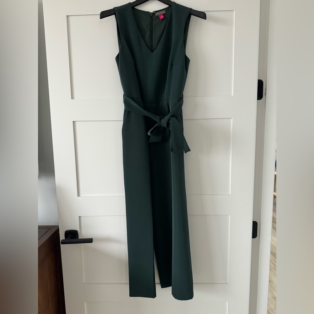 Vince Camuto - Sleeveless Belted Wide Leg Crop Jumpsuit